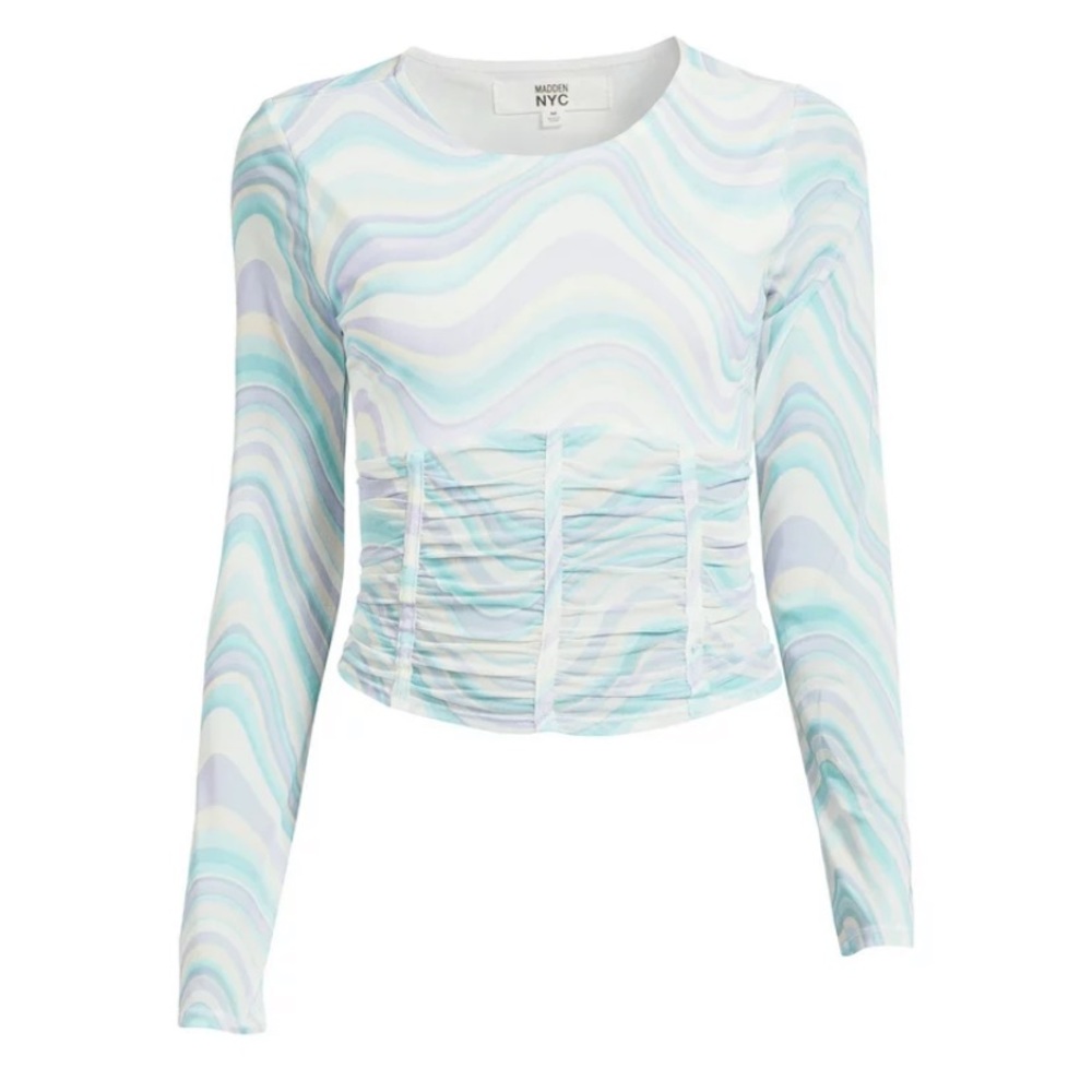 Madden NYC Sheer Corset Ruched Top